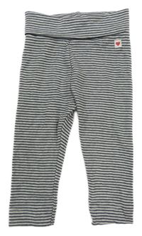 Světlešedo/melírovano-čierne pruhované tepláky so srdiečkom H&M