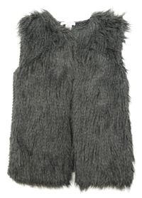 Tmavošedá pletená vesta/cardigan s melírovanou kožešinou PRIMARK