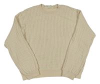 Smotanový rebrovaný vzorovaný oversize crop sveter H&M
