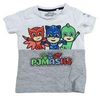 Bílo-šedé tričko s potiskem Pj Masks Next