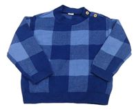 Tmavomodro-modrý kockovaný sveter H&M