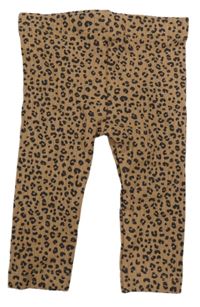 Hnedé rebrované legíny s leopardím vzorom F&F