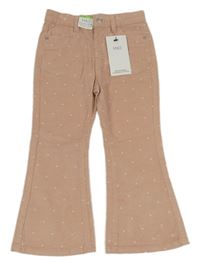Nové - Starorůžové puntíkaté manšestrové flare kalhoty M&S