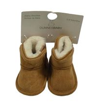 Nové - Hnedé semišové zateplené papučky Dunnes vel. 17