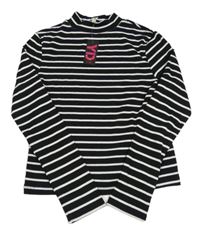 Nové - Černo-bílé pruhované žebrované triko se stojáčkem Yd.