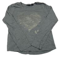 Tmavošedé melírované triko se srdíčky BPC