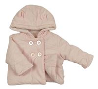 Světlerůžová manšestrová zateplená bunda s kapucí Junior J