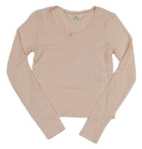 Svetloružové perforované rebrované spodné tričko H&M