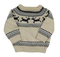 Béžový svetr se vzorem a soby Next