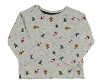 Světlešedé melírované triko se Santy a dinosaury Dopodopo