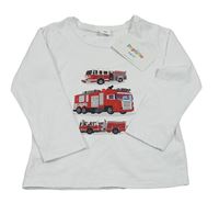 Nové - Bílé triko s hasičskými auty