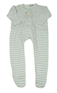 Smetanovo-zelený pruhovaný teplákový overal s Dumbem Disney