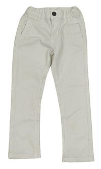 Biele plátenné slim nohavice Okaidi