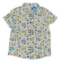 Nové - Smotanová košeľa s autami a sufrmi Pep&Co