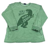 Zelené melírované triko s dinosaurem LC Waikiki