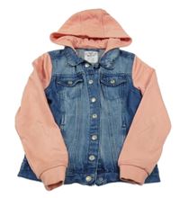 Modro-ružová riflovo/tepláková bunda s kapucňou Pepperts