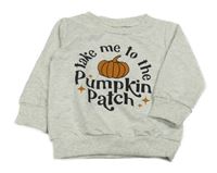 Svetlosivá melírovaná mikina s tekvicou a nápisom