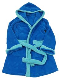 Modrý chlupatý župan s kapucí