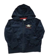 Tmavomodrá zamatová prepínaci mikina s ňufáčikom  a kapucňou Papagino