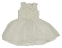 Biele tylové slávnostné šaty s listami C&A