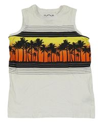 Biele tielko s palmami C&A