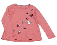 Ružové tričko so srdíčky z překlápěcích flitrů Yigga