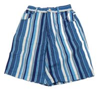 Modro-biele pruhované plátenné kraťasy