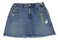 Nové - Modrá rifľová sukňa s vyšúchaním Zara