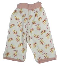 Smotanové zamatové tepláky s medveďmi