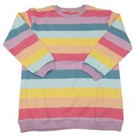 Farebné pruhované teplákové oversize šaty