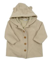 Béžová žebrovaná propínací mikina s kapucí