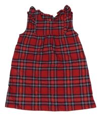 Červeno-čierno-biele kockované trblietavé šaty s volánikmi H&M