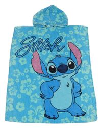 Modro-zelené kvetované osuškové pončo so Stitchem a kapucňou Disney