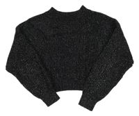 Čierny trblietavý crop sveter H&M