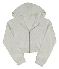 Biela prepínaci crop mikina s kapucňou H&M