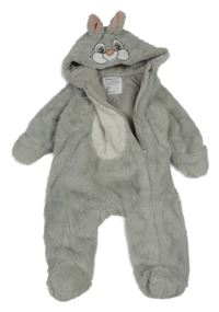 Sivo-biela kožušinová zateplená kombinéza s kapucí - Dupík Primark