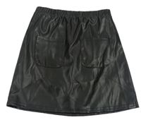Čierna koženková sukňa s vreckami Shein