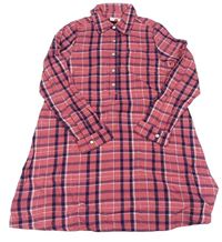 Ružovo-modré kockované košeľové šaty Topolino