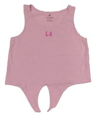 Svetloružový crop top s písmeny H&M