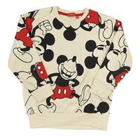 Smetanovo-červená vzorovaná mikina s Mickeym Disney