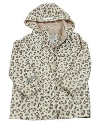 Smotanová leopardí nepromokavá jarná bunda s kapucňou Primark