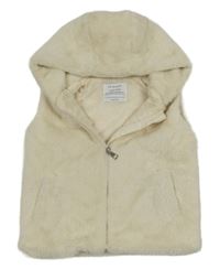 Smotanová kožušinová podšitá vesta s kapucňou Primark