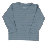 Modré rebrované tričko s vreckom Primark