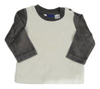 Bílo-šedé sametové triko Lupilu