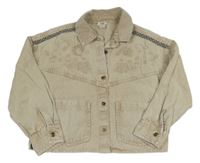 Svetlobéžová crop rifľová bunda s výšivkou River Island