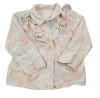 Bielo-farebná batikovaná rifľová bunda s volánikmi Matalan