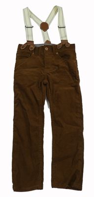 Hnědé skinny manšestráky s kšandami H&M