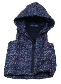 Tmavomodro-farebná šušťáková zateplená vesta s kapucňou Lupilu