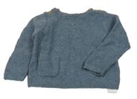 Tmavomodrý vlnený sveter s vreckom Zara