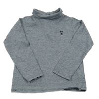 Tmavomodré melírované triko s výšivkou obaibi